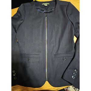 Eddie Bauer Black Full Zip Business Casual Jacket Round Neck Women's Size 6